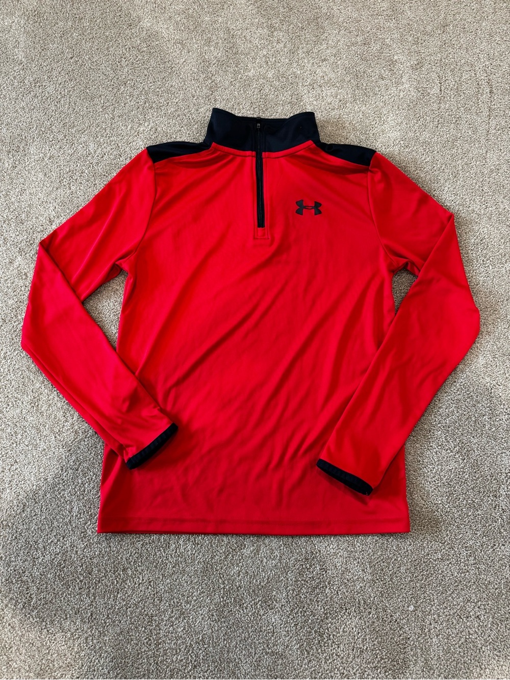 Under Armour Red & Black Quarter-Zip Kids' Athletic Pullover